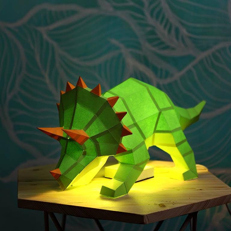 Triceratops 3D PaperCraft Origami Model, Animal Lamp