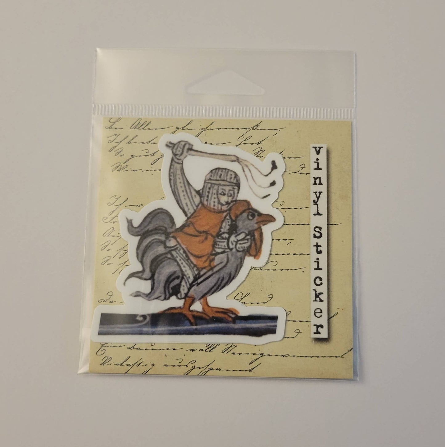 Medieval Marginalia Knight Riding a Chicken Vinyl Sticker