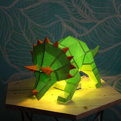 Triceratops 3D PaperCraft Origami Model, Animal Lamp