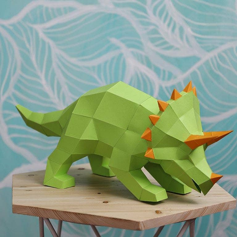 Triceratops 3D PaperCraft Origami Model, Animal Lamp