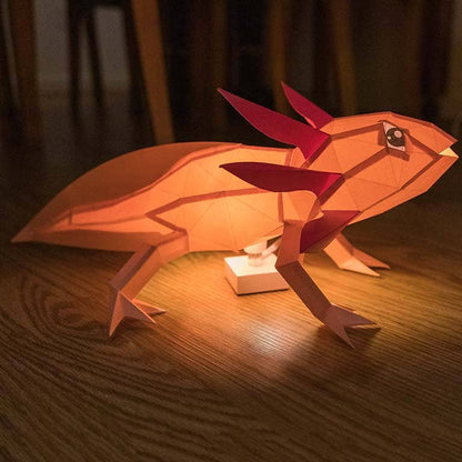 Axolotl 3D Origami Model PaperCraft, Animal Lamp