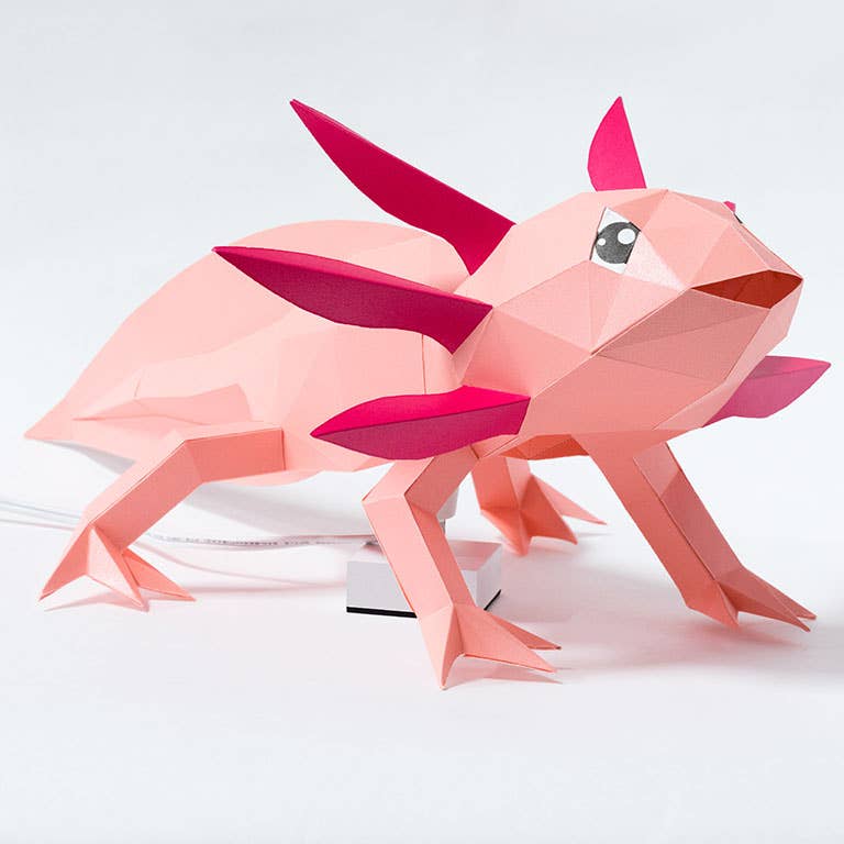 Axolotl 3D Origami Model PaperCraft, Animal Lamp