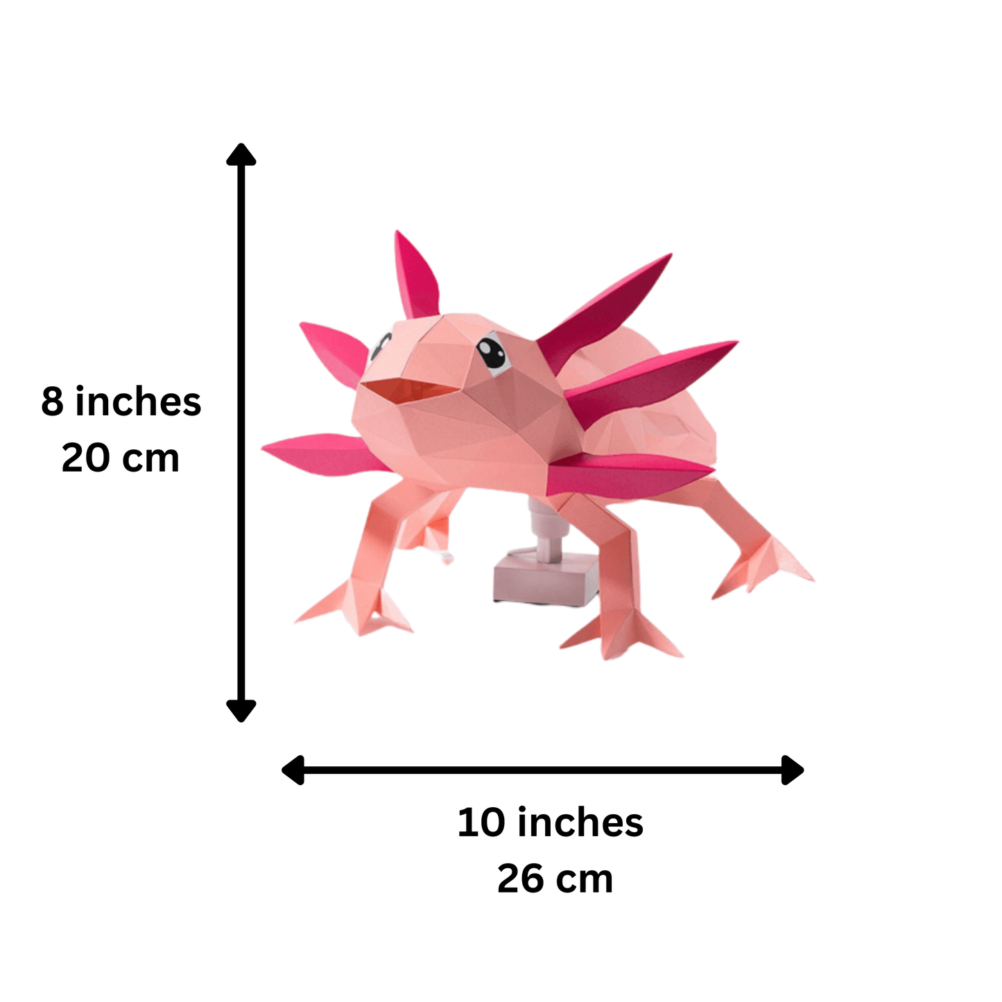 Axolotl 3D Origami Model PaperCraft, Animal Lamp