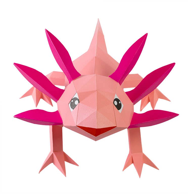 Axolotl 3D Origami Model PaperCraft, Animal Lamp