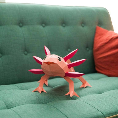 Axolotl 3D Origami Model PaperCraft, Animal Lamp