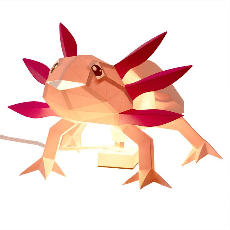 Axolotl 3D Origami Model PaperCraft, Animal Lamp