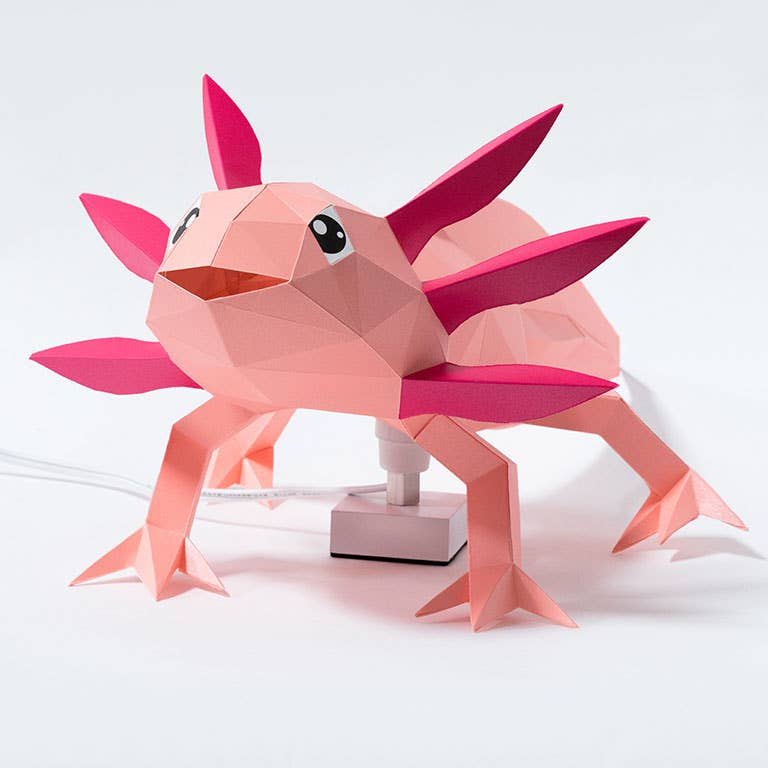 Axolotl 3D Origami Model PaperCraft, Animal Lamp