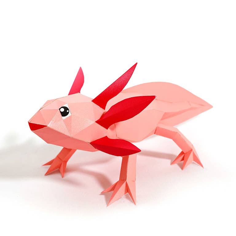 Axolotl 3D Origami Model PaperCraft, Animal Lamp