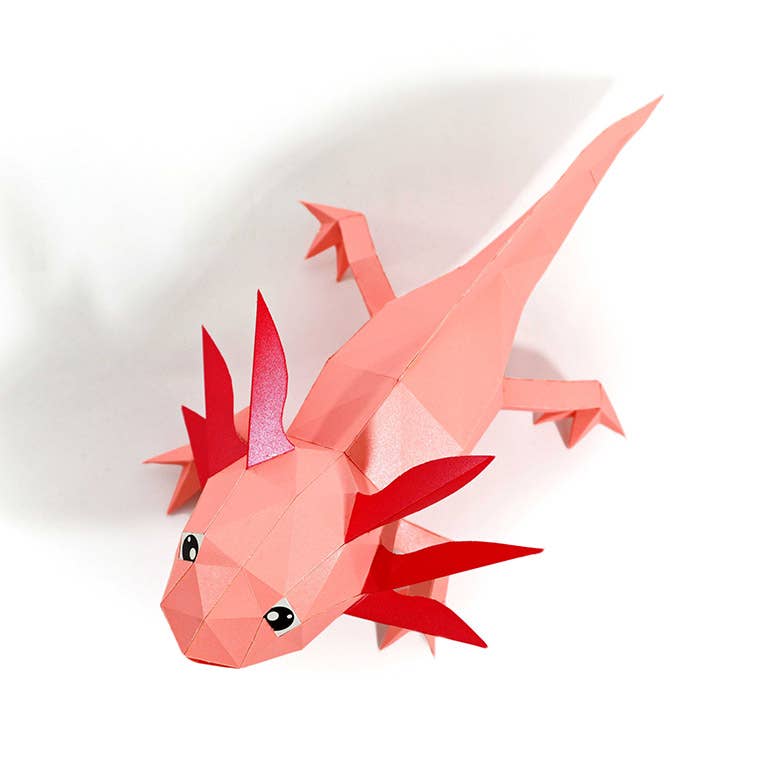 Axolotl 3D Origami Model PaperCraft, Animal Lamp