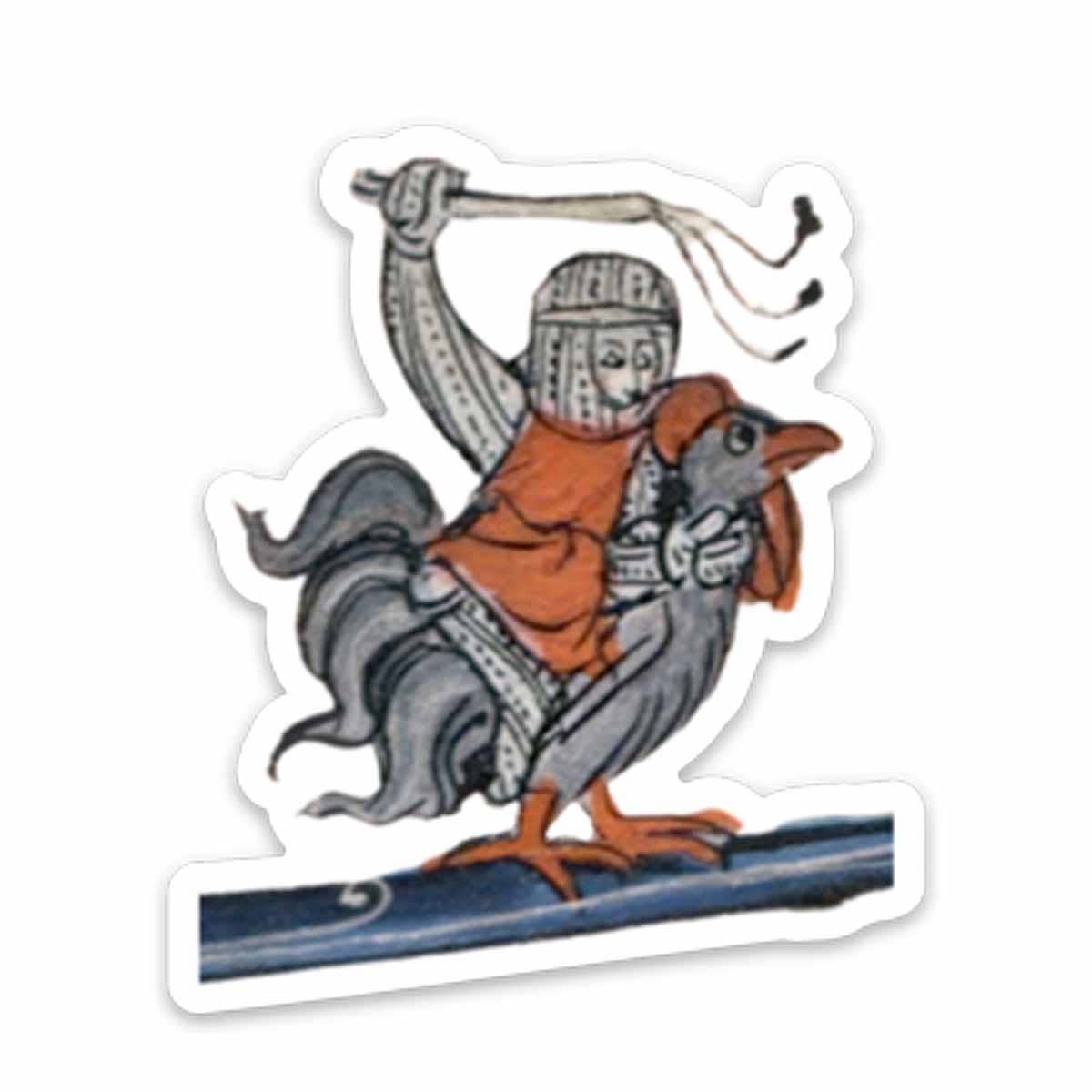 Medieval Marginalia Knight Riding a Chicken Vinyl Sticker